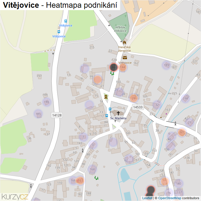Mapa Vitějovice - Firmy v části obce.