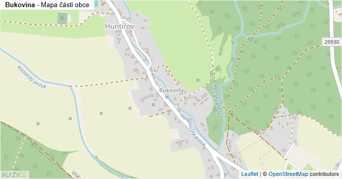 Bukovina - mapa části obce
