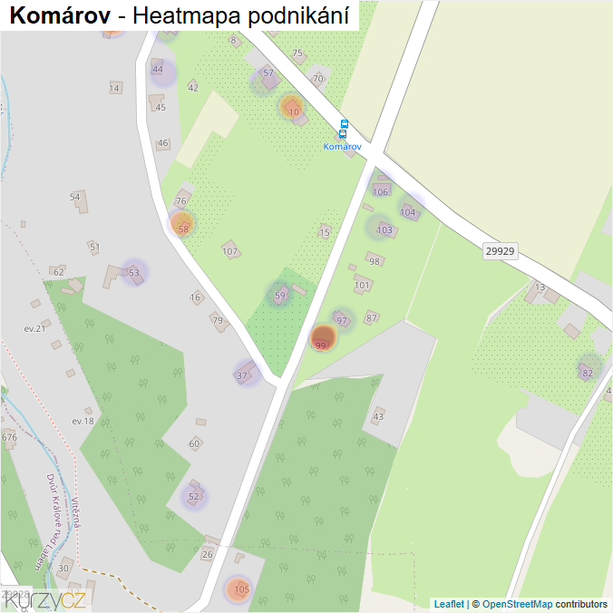 Mapa Komárov - Firmy v části obce.