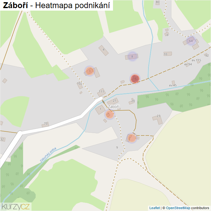 Mapa Záboří - Firmy v části obce.