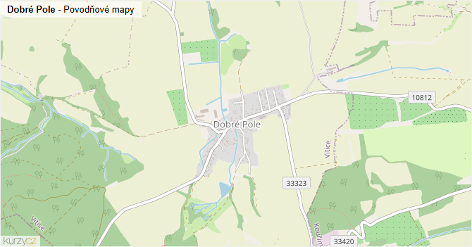 Dobré Pole - záplavové mapy stoleté vody
