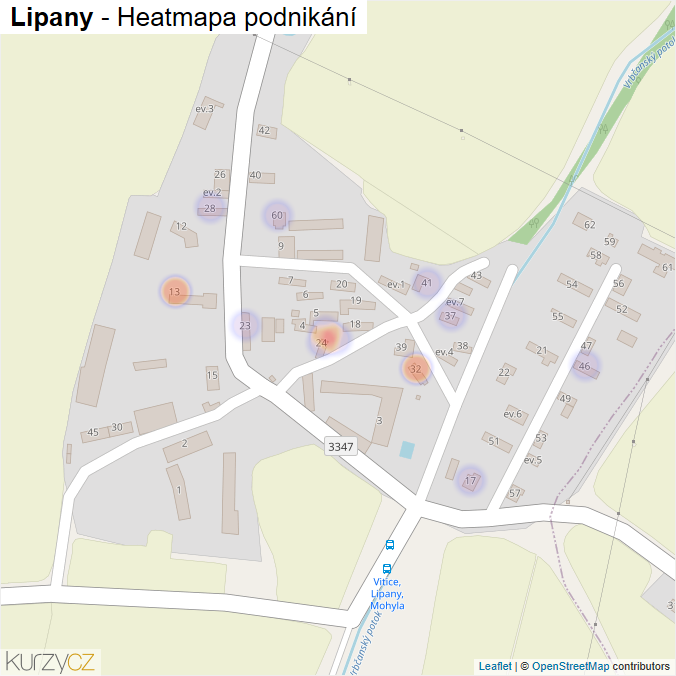 Mapa Lipany - Firmy v části obce.