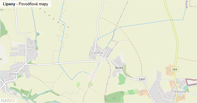 Lipany - záplavové mapy stoleté vody