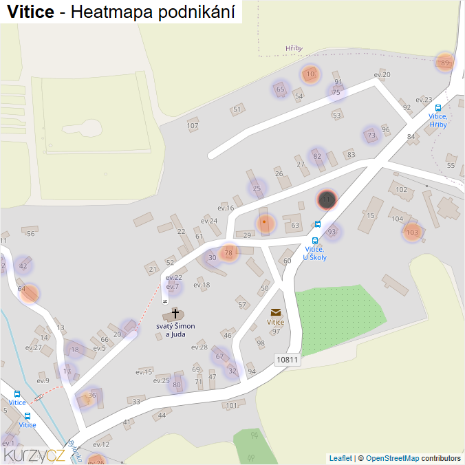 Mapa Vitice - Firmy v části obce.