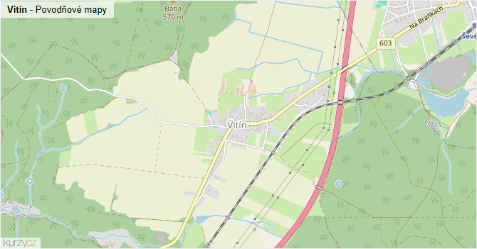 Vitín - záplavové mapy stoleté vody
