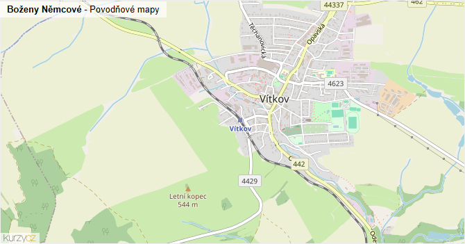 Boženy Němcové - záplavové mapy stoleté vody