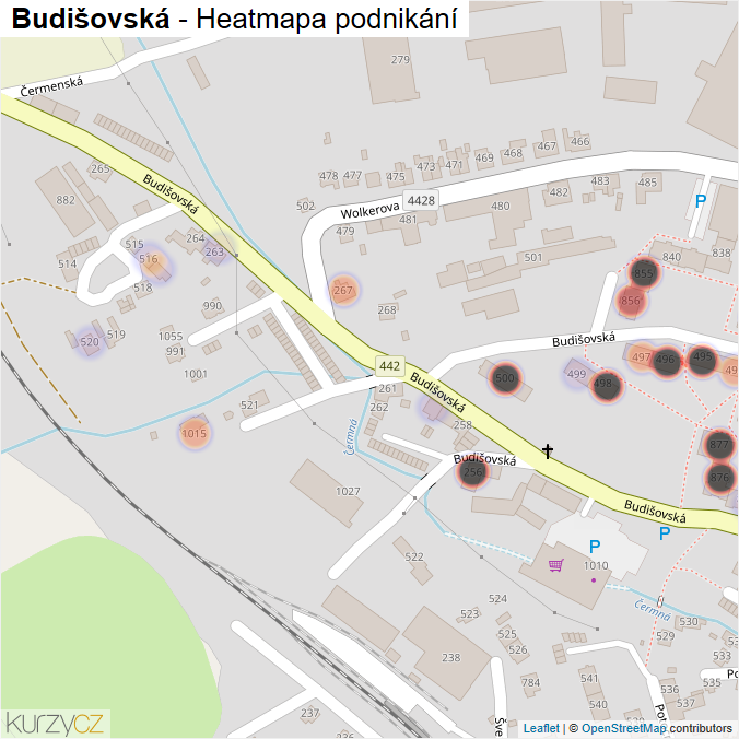 Mapa Budišovská - Firmy v ulici.