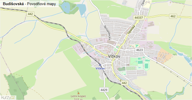 Budišovská - záplavové mapy stoleté vody