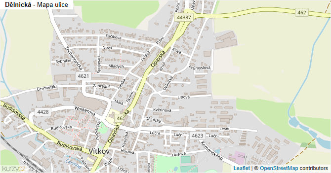 Dělnická - mapa ulice