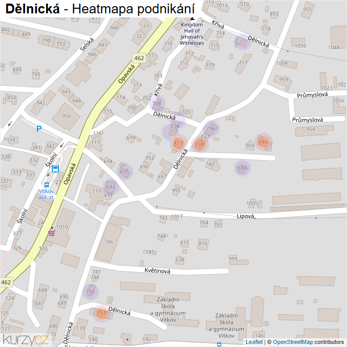 Mapa Dělnická - Firmy v ulici.