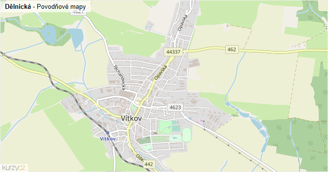 Dělnická - záplavové mapy stoleté vody