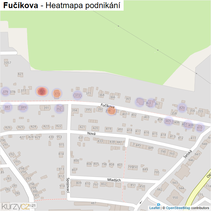 Mapa Fučíkova - Firmy v ulici.