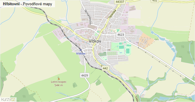 Hřbitovní - záplavové mapy stoleté vody