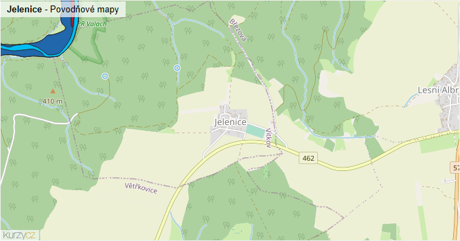Jelenice - záplavové mapy stoleté vody