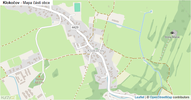 Klokočov - mapa části obce