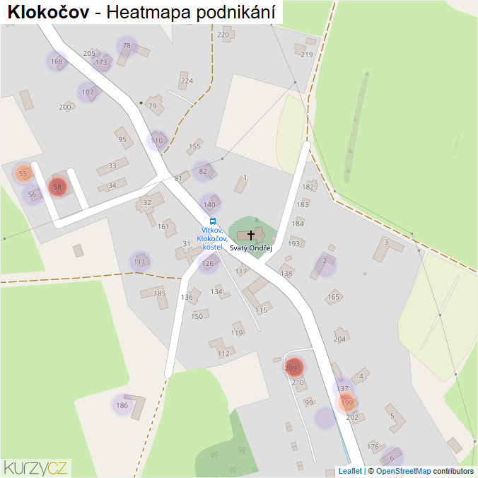 Mapa Klokočov - Firmy v části obce.