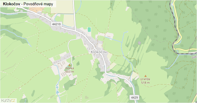 Klokočov - záplavové mapy stoleté vody