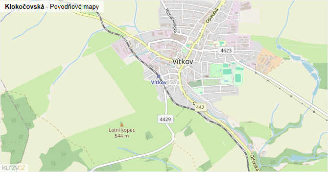 Klokočovská - záplavové mapy stoleté vody