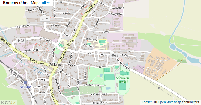 Komenského - mapa ulice