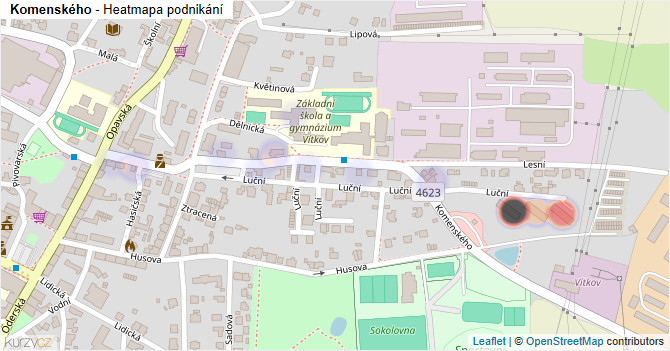 Komenského - mapa podnikání