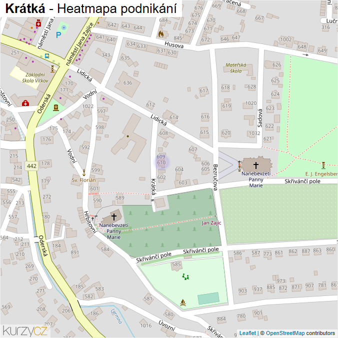 Mapa Krátká - Firmy v ulici.