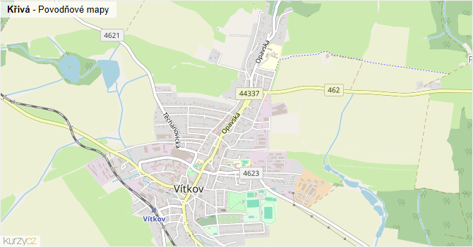 Křivá - záplavové mapy stoleté vody