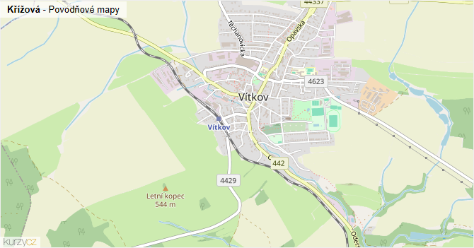 Křížová - záplavové mapy stoleté vody