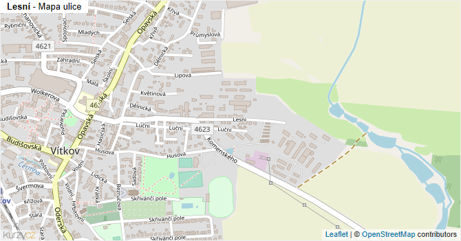 Lesní - mapa ulice