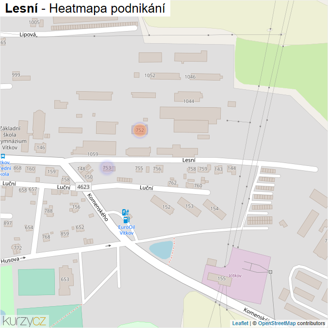 Mapa Lesní - Firmy v ulici.