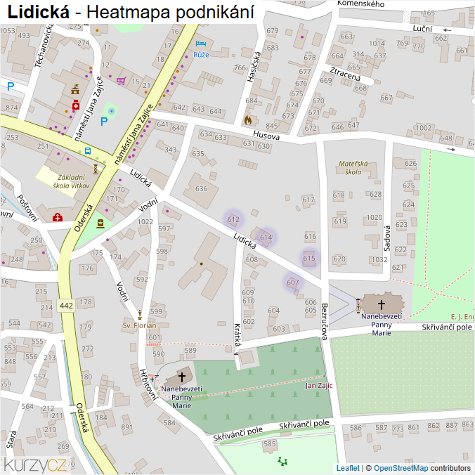 Mapa Lidická - Firmy v ulici.