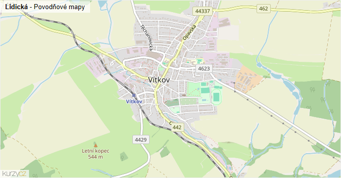 Lidická - záplavové mapy stoleté vody