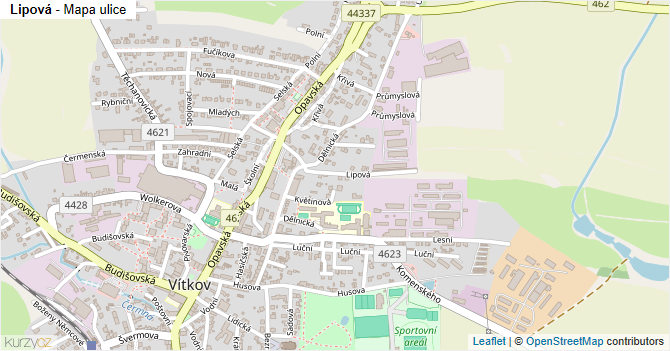 Lipová - mapa ulice