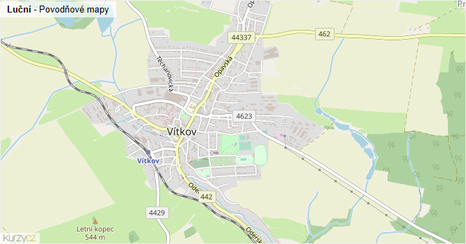 Luční - záplavové mapy stoleté vody