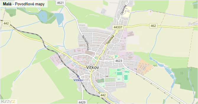 Malá - záplavové mapy stoleté vody