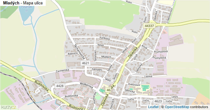 Mladých - mapa ulice