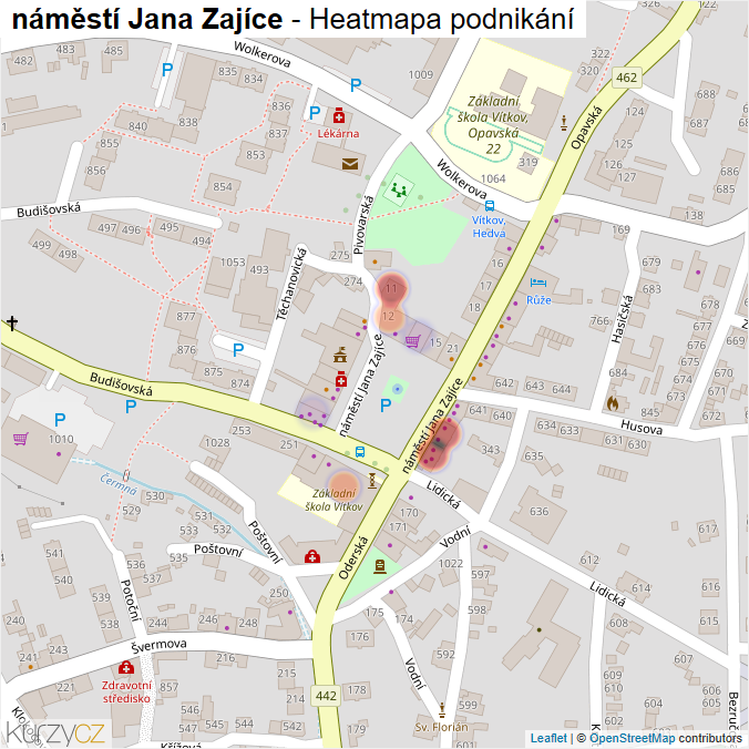 Mapa náměstí Jana Zajíce - Firmy v ulici.