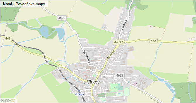 Nová - záplavové mapy stoleté vody