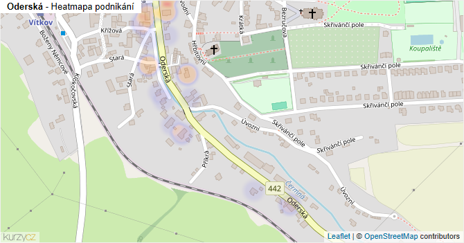 Oderská - mapa podnikání