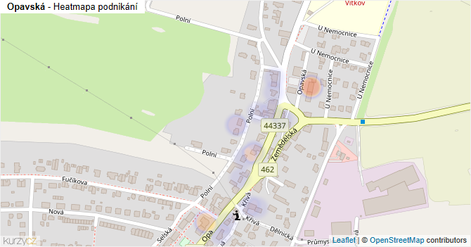 Opavská - mapa podnikání