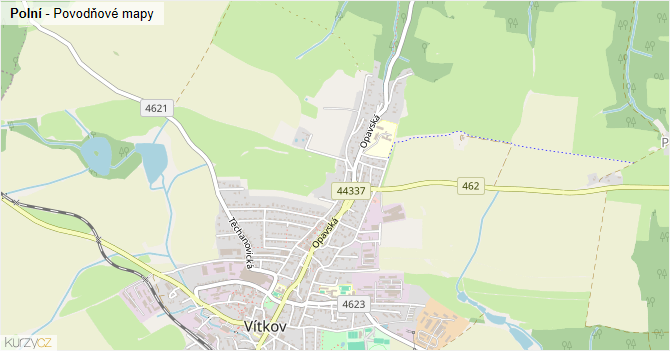 Polní - záplavové mapy stoleté vody