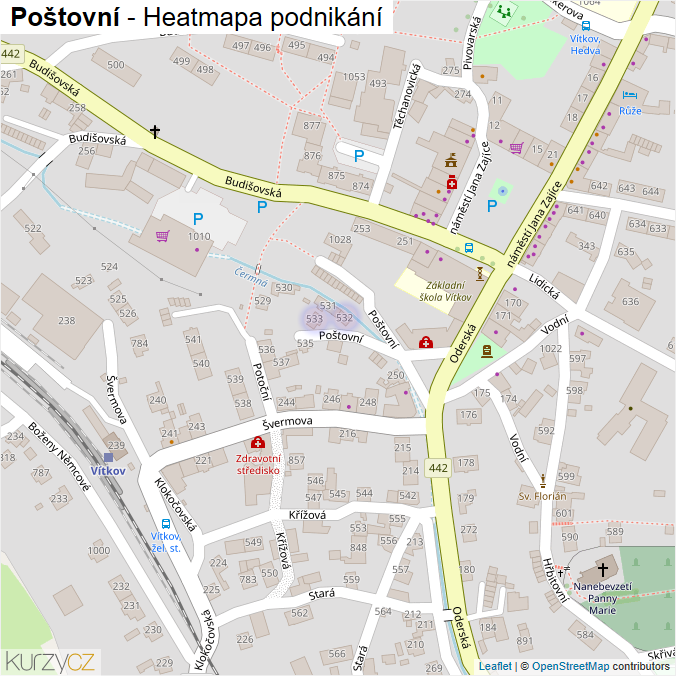 Mapa Poštovní - Firmy v ulici.