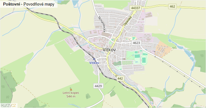 Poštovní - záplavové mapy stoleté vody