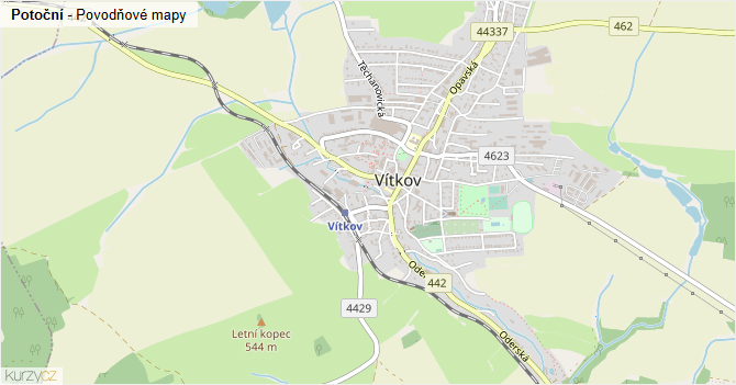Potoční - záplavové mapy stoleté vody
