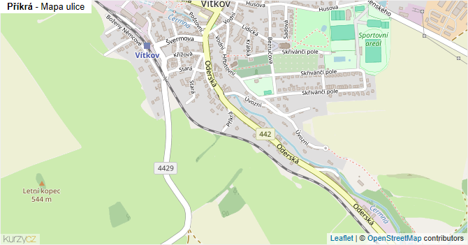 Příkrá - mapa ulice