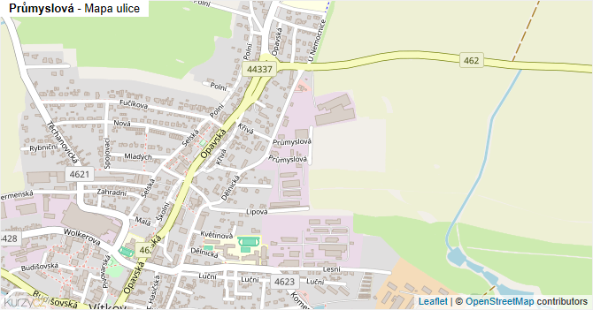 Průmyslová - mapa ulice