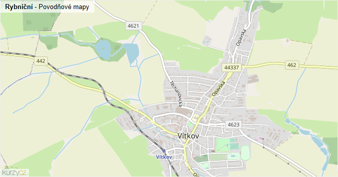 Rybniční - záplavové mapy stoleté vody