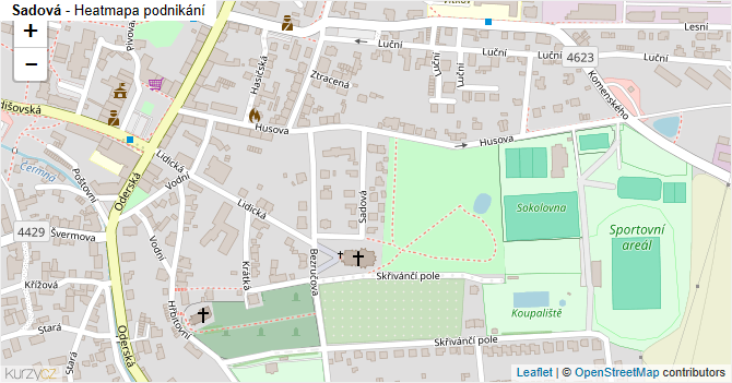 Sadová - mapa podnikání
