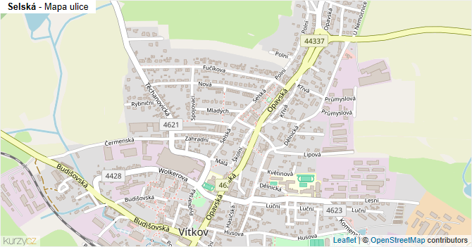 Selská - mapa ulice