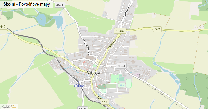 Školní - záplavové mapy stoleté vody