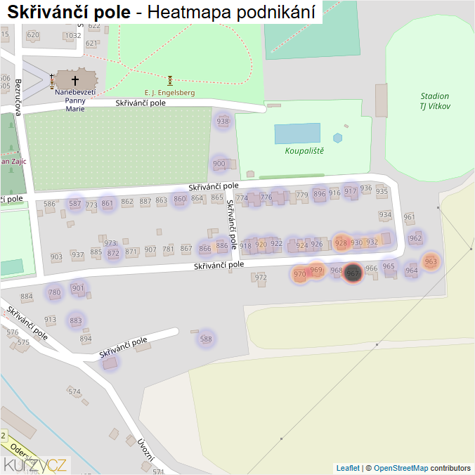 Mapa Skřivánčí pole - Firmy v ulici.